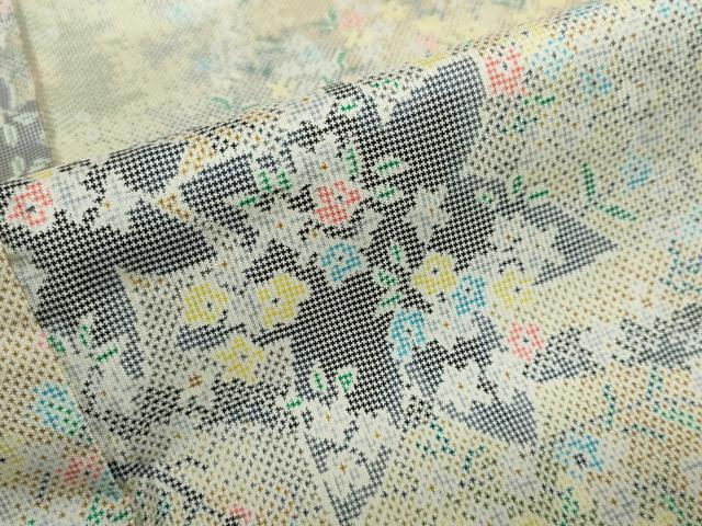 平和屋着物●本場大島紬　7マルキ　枝葉草花文　正絹　逸品　DABC2702ud