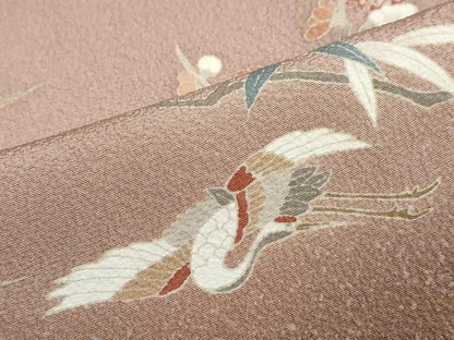平和屋着物●訪問着　吉祥飛鶴草花文　暈し染め　金彩　正絹　逸品　DABC2703ud