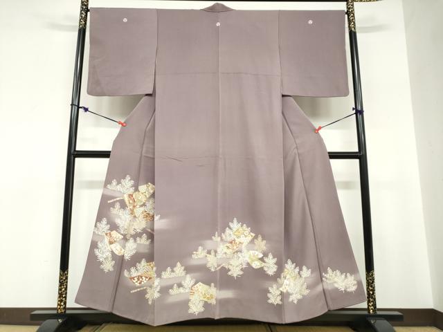 平和屋着物●豪華色留袖　駒刺繍　誰が袖草花文　暈し染め　金彩　正絹　逸品　DABC2704ud