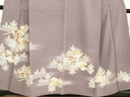 平和屋着物●豪華色留袖　駒刺繍　誰が袖草花文　暈し染め　金彩　正絹　逸品　DABC2704ud