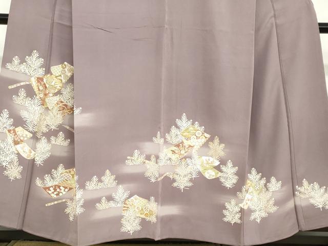 平和屋着物●豪華色留袖　駒刺繍　誰が袖草花文　暈し染め　金彩　正絹　逸品　DABC2704ud
