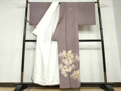 平和屋着物●豪華色留袖　駒刺繍　誰が袖草花文　暈し染め　金彩　正絹　逸品　DABC2704ud
