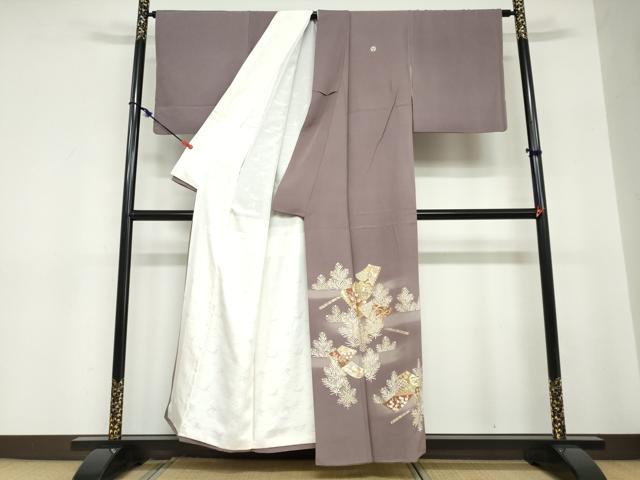 平和屋着物●豪華色留袖　駒刺繍　誰が袖草花文　暈し染め　金彩　正絹　逸品　DABC2704ud