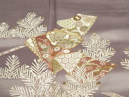 平和屋着物●豪華色留袖　駒刺繍　誰が袖草花文　暈し染め　金彩　正絹　逸品　DABC2704ud