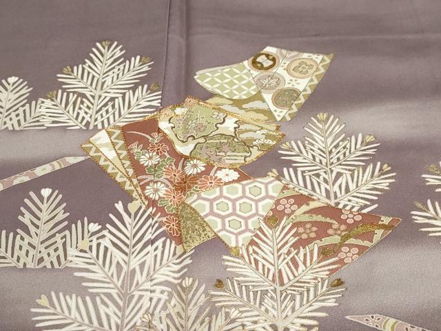 平和屋着物●豪華色留袖　駒刺繍　誰が袖草花文　暈し染め　金彩　正絹　逸品　DABC2704ud