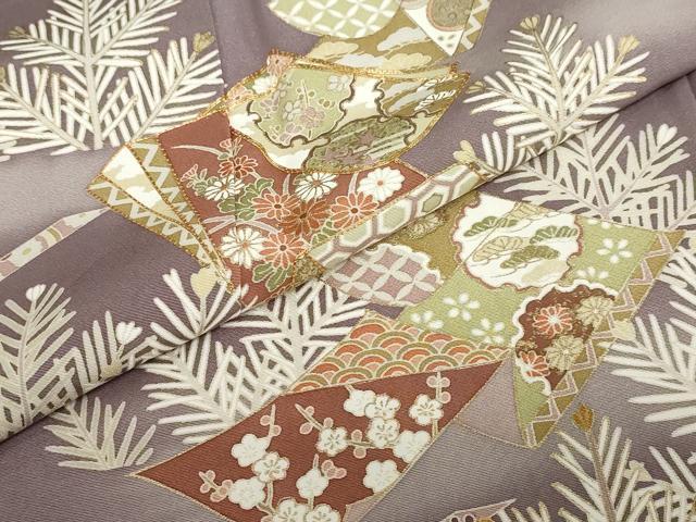 平和屋着物●豪華色留袖　駒刺繍　誰が袖草花文　暈し染め　金彩　正絹　逸品　DABC2704ud