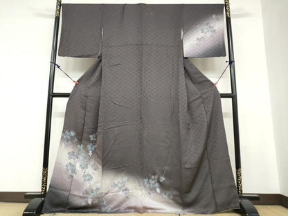 平和屋着物●訪問着　葡萄蔦の葉文　暈し染め　金彩　正絹　逸品　DABC2707ud