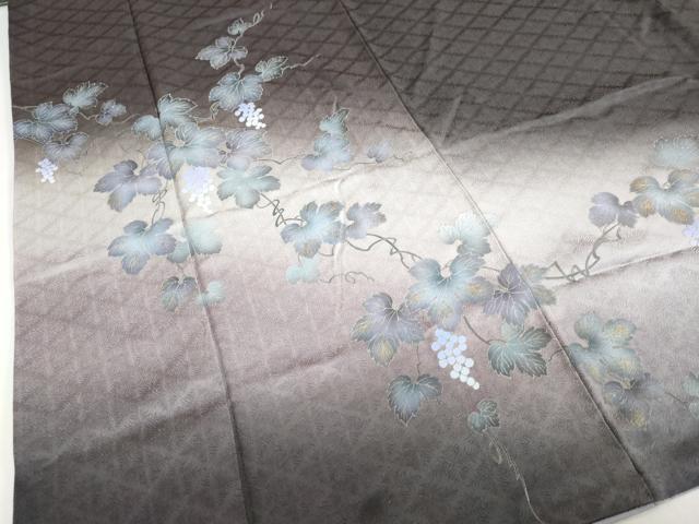 平和屋着物●訪問着　葡萄蔦の葉文　暈し染め　金彩　正絹　逸品　DABC2707ud