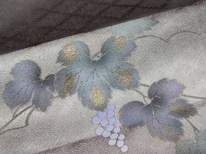 平和屋着物●訪問着　葡萄蔦の葉文　暈し染め　金彩　正絹　逸品　DABC2707ud