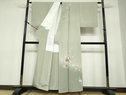 平和屋着物●訪問着　友禅　作家物　草花文　暈し染め　正絹　逸品　DABC2711ud