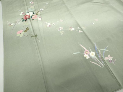 平和屋着物●訪問着　友禅　作家物　草花文　暈し染め　正絹　逸品　DABC2711ud