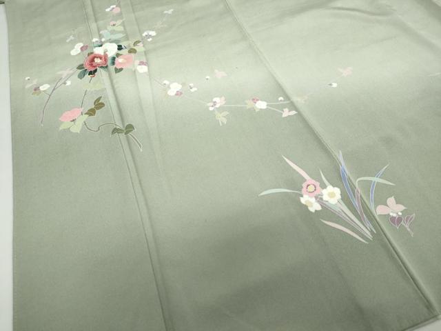 平和屋着物●訪問着　友禅　作家物　草花文　暈し染め　正絹　逸品　DABC2711ud