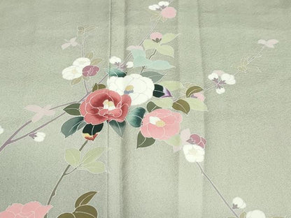 平和屋着物●訪問着　友禅　作家物　草花文　暈し染め　正絹　逸品　DABC2711ud