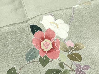 平和屋着物●訪問着　友禅　作家物　草花文　暈し染め　正絹　逸品　DABC2711ud