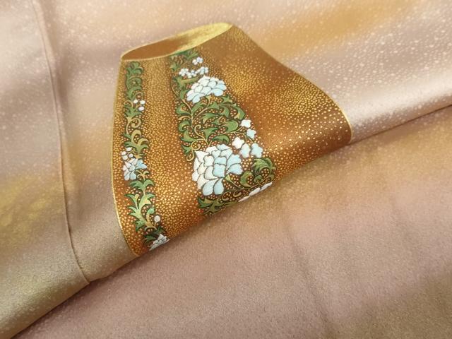 平和屋着物●人間国宝　福田喜三郎　訪問着　陶器草花文　暈し染め　金彩　正絹　逸品　DABC2713ud