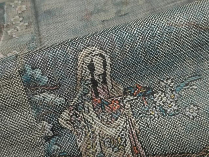 平和屋着物●本場大島紬　9マルキ　雲取り女人草花文　正絹　逸品　DABC2716ud