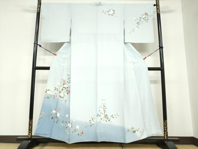 平和屋着物●訪問着　友禅　草花文　暈し染め　正絹　逸品　DABC2718ud
