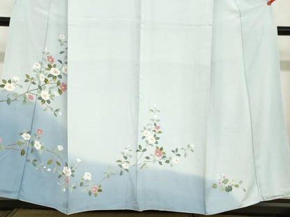 平和屋着物●訪問着　友禅　草花文　暈し染め　正絹　逸品　DABC2718ud