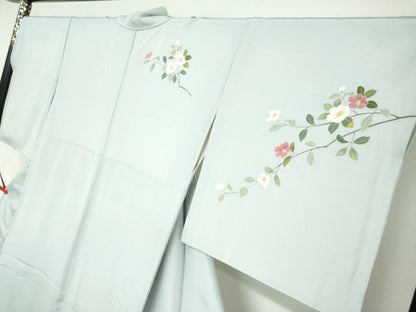 平和屋着物●訪問着　友禅　草花文　暈し染め　正絹　逸品　DABC2718ud