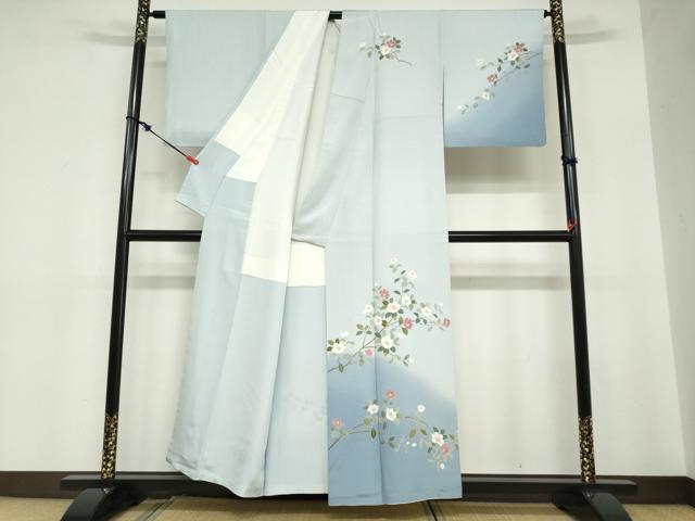 平和屋着物●訪問着　友禅　草花文　暈し染め　正絹　逸品　DABC2718ud