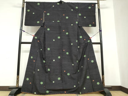 平和屋着物●上質な紬　丸文　正絹　逸品　未使用　DABC2721ud