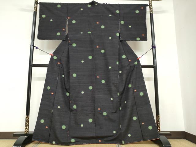 平和屋着物●上質な紬　丸文　正絹　逸品　未使用　DABC2721ud