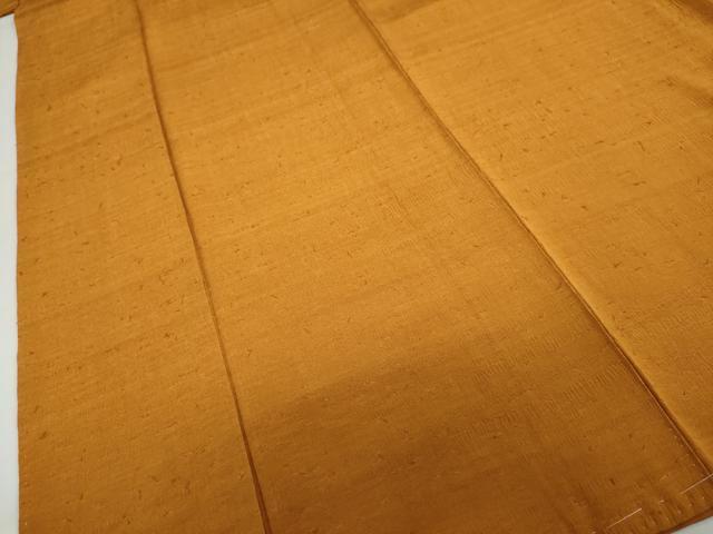 平和屋着物●上質な色無地　黄茶色　お召縮緬　正絹　逸品　未使用　DABC2726ud