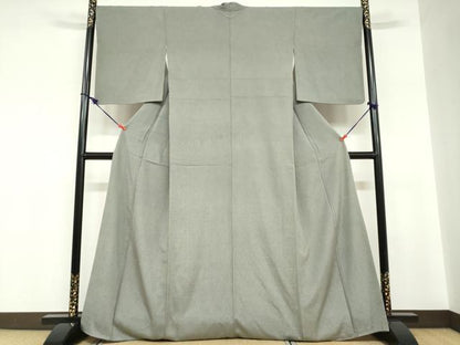 平和屋着物●上質なお召　色無地　山鳩色　正絹　逸品　DABC2731ud