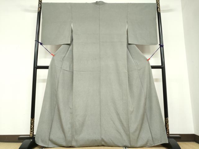 平和屋着物●上質なお召　色無地　山鳩色　正絹　逸品　DABC2731ud