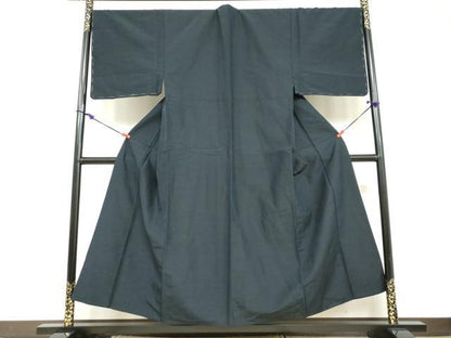 平和屋着物●男性　紬　黒緑色　正絹　逸品　DABC2732ud