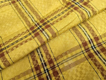平和屋着物●山下八百子　本場黄八丈　市松綾織　正絹　逸品　DABC2733ud