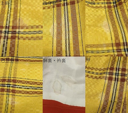 平和屋着物●山下八百子　本場黄八丈　市松綾織　正絹　逸品　DABC2733ud