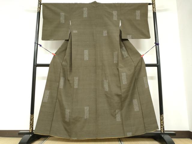 平和屋着物●結城紬　100亀甲　飛び亀甲柄　短冊草花文　ますいわ屋扱い　正絹　逸品　DABC2734ud