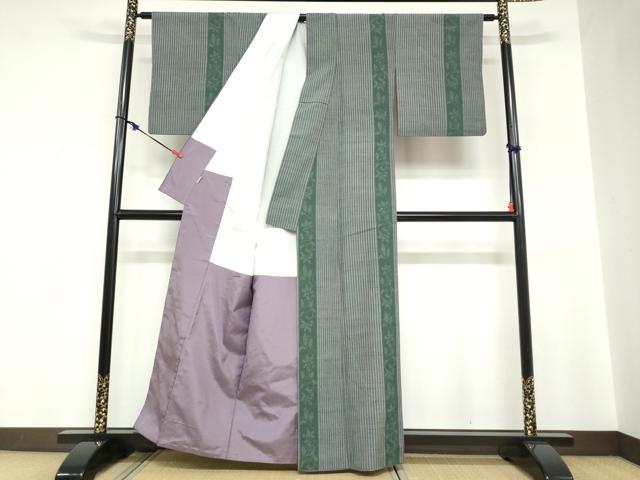 平和屋着物●結城紬　奥順　はたおり娘　100亀甲　草花間道　ますいわ屋扱い　正絹　逸品　DABC2736ud