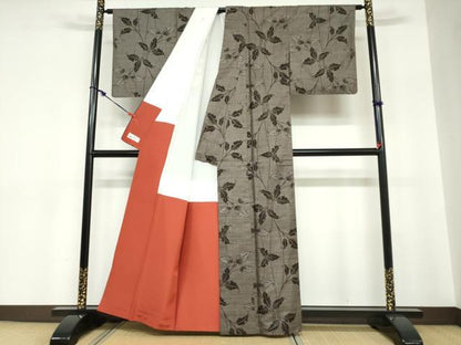 平和屋着物●本場大島紬　7マルキ　枝葉文　やまと誂製　正絹　逸品　DABC2737ud