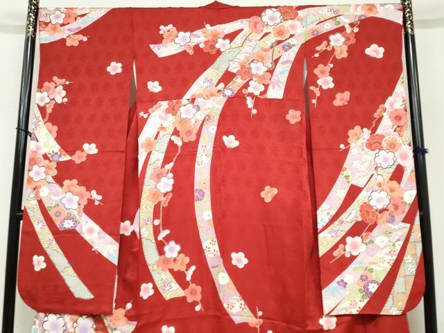 平和屋着物●豪華振袖　駒刺繍　熨斗草花文　金彩　正絹　逸品　DABC2738ud