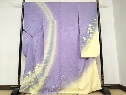 平和屋着物●豪華振袖　舞花文　暈し染め　正絹　逸品　DABC2739ud