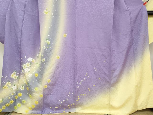 平和屋着物●豪華振袖　舞花文　暈し染め　正絹　逸品　DABC2739ud