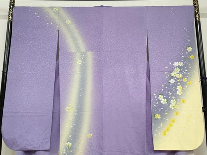 平和屋着物●豪華振袖　舞花文　暈し染め　正絹　逸品　DABC2739ud