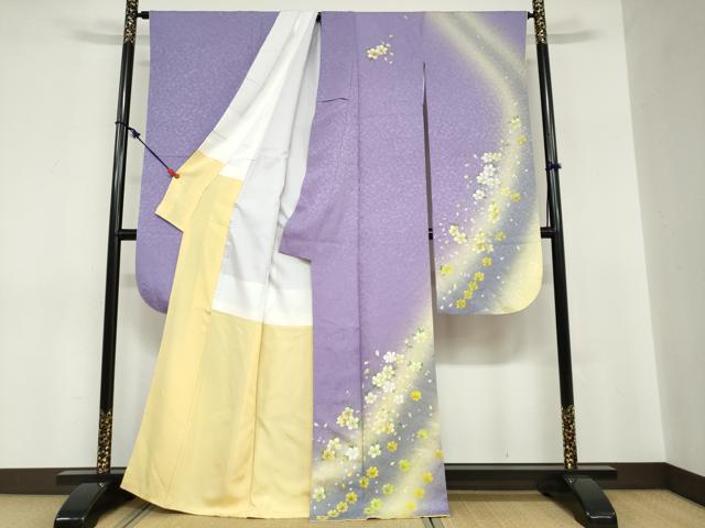 平和屋着物●豪華振袖　舞花文　暈し染め　正絹　逸品　DABC2739ud
