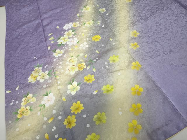 平和屋着物●豪華振袖　舞花文　暈し染め　正絹　逸品　DABC2739ud