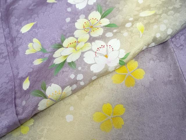 平和屋着物●豪華振袖　舞花文　暈し染め　正絹　逸品　DABC2739ud
