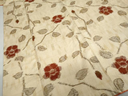 平和屋着物●上質な紬　枝花文　正絹　逸品　DABC2743ud