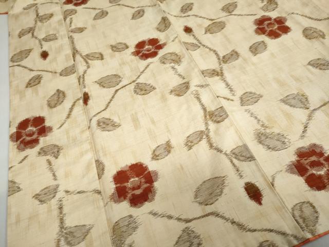 平和屋着物●上質な紬　枝花文　正絹　逸品　DABC2743ud