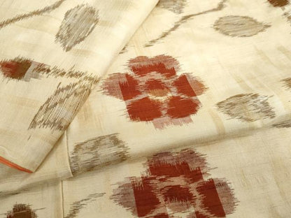 平和屋着物●上質な紬　枝花文　正絹　逸品　DABC2743ud