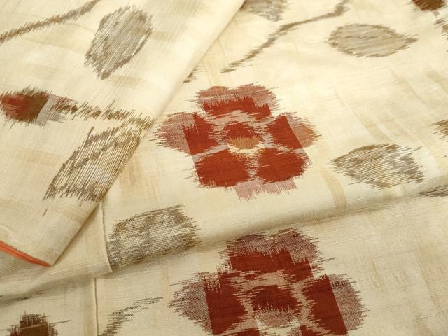 平和屋着物●上質な紬　枝花文　正絹　逸品　DABC2743ud
