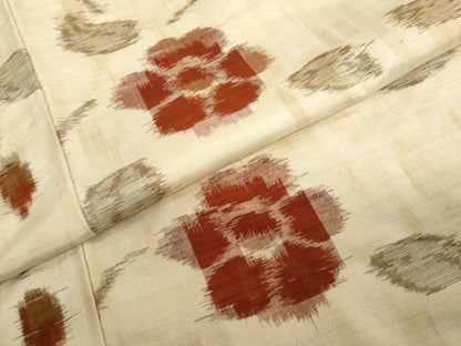 平和屋着物●上質な紬　枝花文　正絹　逸品　DABC2743ud