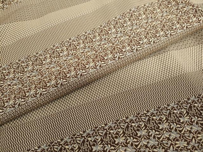 平和屋着物●上質なお召　横段草葉文　正絹　逸品　未使用　DABC2745ud