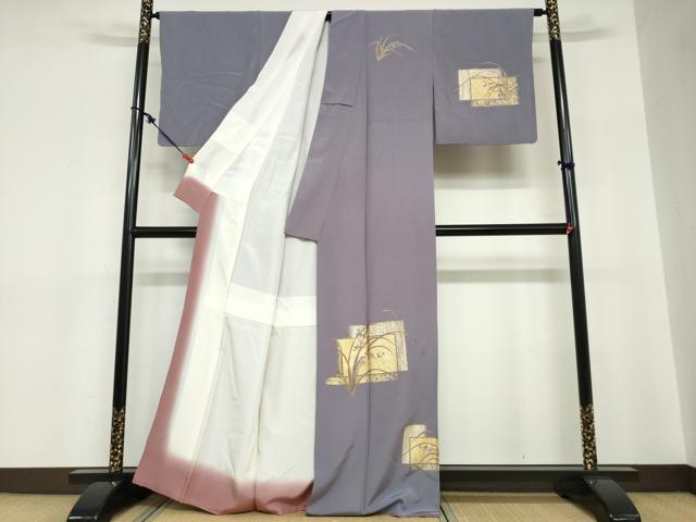 平和屋着物●訪問着　刺繍　草花文　金彩　正絹　逸品　DABC2746ud