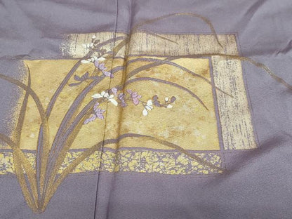 平和屋着物●訪問着　刺繍　草花文　金彩　正絹　逸品　DABC2746ud